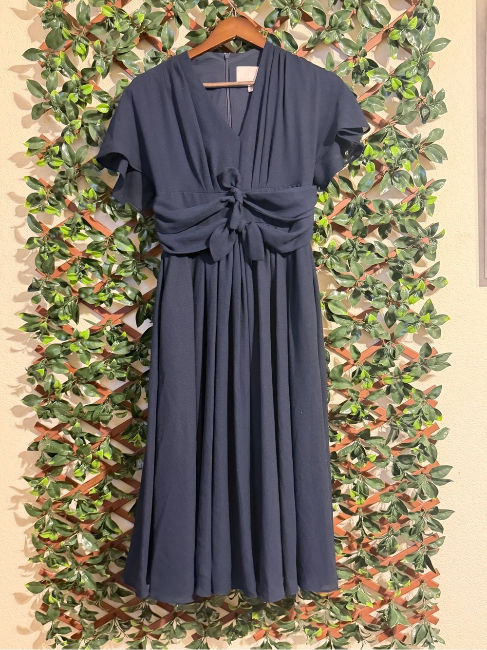 Gal Meets Glam Navy Tie-Front Midi Dress